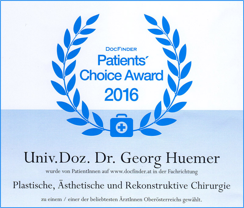 DocFinder Patients Choice Awards 2016 Dr. Huemer